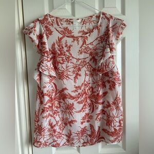 H&M Floral Ruffle Sleeve Top